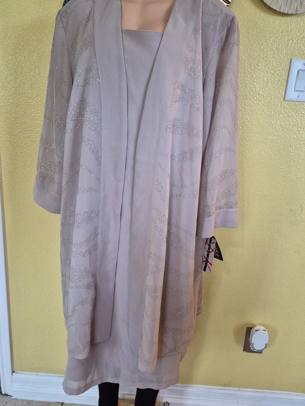 Dana Kay Light Taupe Plus Size Dress with Subtle Sheen